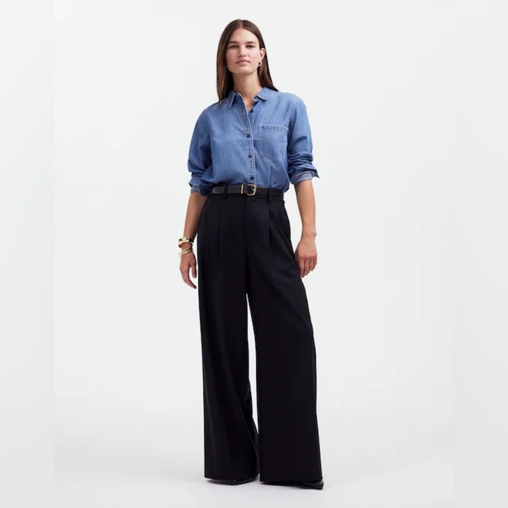 NWT Madewell Elegant Black The Harlow Superwide-Leg Trouser - Size 0